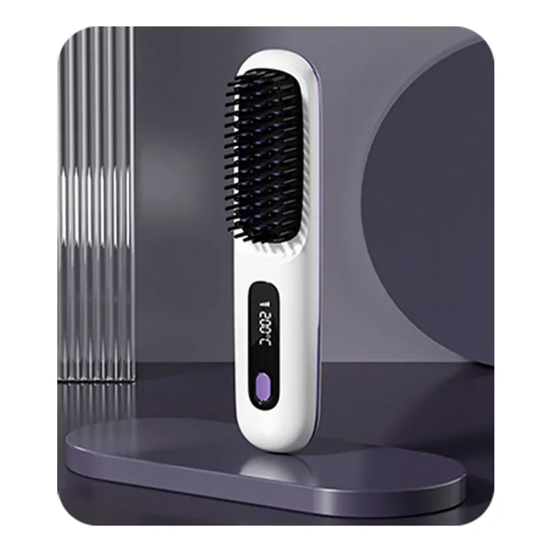 Wireless Hair Straightening Brush – USB Ceramic Heating