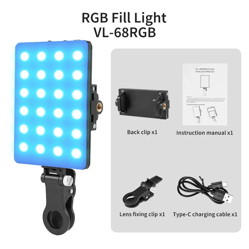 Portable RGB LED Fill Light for Phone Camera and Vlog